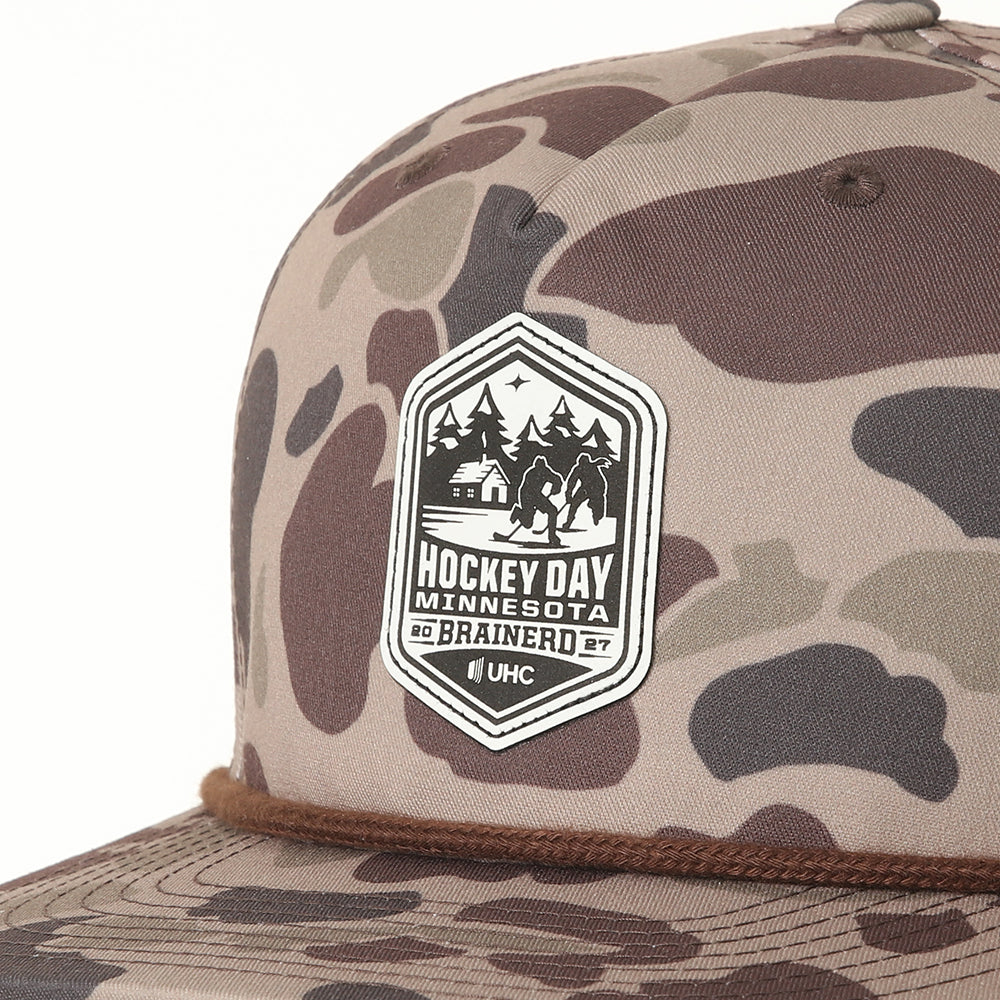 Hockey Day MN 2027 Camo Leather Patch Hat